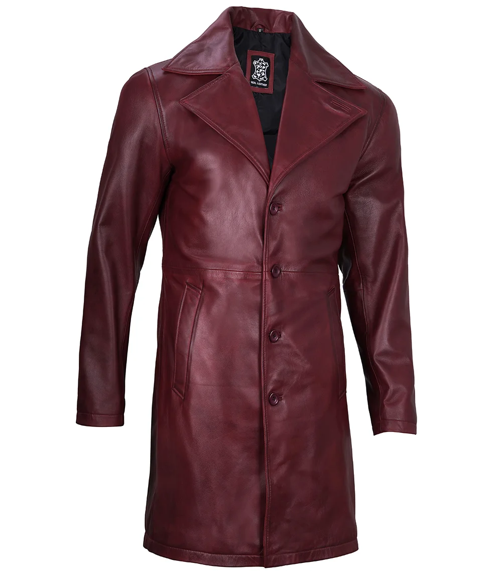 Maroon Leather Coat